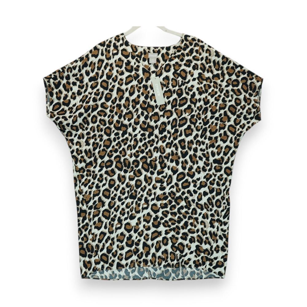 NWT Chico's Wedge Tunic Animal Print Leopard Pattern Size: 0P ~ US: 4/6P‎ $98